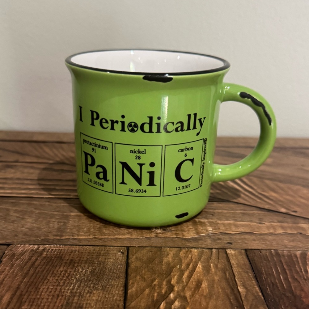 I Periodically PANIC Black & Green Periodic Table Mug